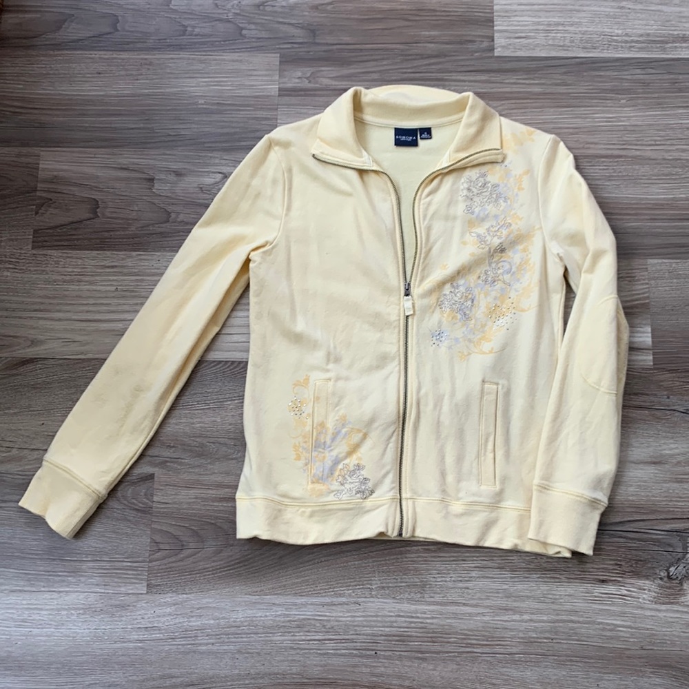 Sonoma Life Style Ladies Jacket Yellow Small Floral Design S Small